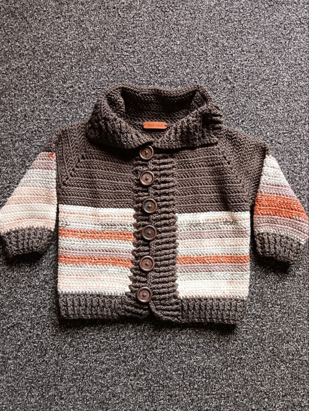Pumpkin Patch Handmade Unisex Autumn Knit Toddler Cardigan Sweater 2T Brown